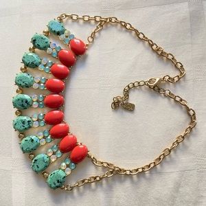 Costume statement necklace coral and turquoise